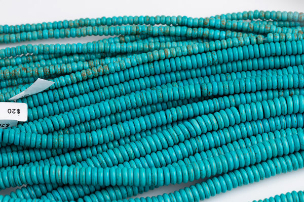 Magnesite Turquoise Roundel Heishi Beads 6mm 8mm 10mm 12mm Rondelle 16" Gemstone Beads