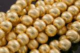 Brushed Gold Copper Beads Round Balls, All sizes! 8 Inch Strand! 6mm, 8mm, 10mm, 12mm, 14mm, 16mm 18mm 20mm 24mm Bulk or Single AAA Quality