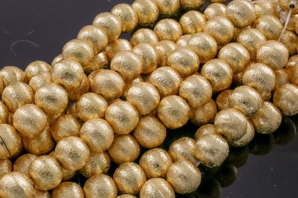 Brushed Gold Copper Beads Round Balls, All sizes! 8 Inch Strand! 6mm, 8mm, 10mm, 12mm, 14mm, 16mm 18mm 20mm 24mm Bulk or Single AAA Quality