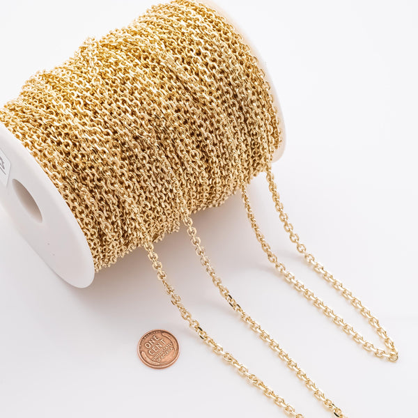 4x5mm CCC Ion Plated Brass Chain - Tarnish Resistant Wholesale 1 yard per order