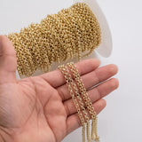 4mm Rolo Chain Ion Plated Brass Chain - Tarnish Resistant Wholesale 1 yard per order