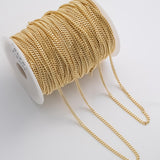 3.5mm Cuban Curb CCC Ion Plated Brass Chain - Tarnish Resistant Wholesale 1 yard per order