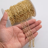 4x9mm CCC Ion Plated Brass Chain - Tarnish Resistant Wholesale 1 yard per order