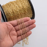 Paperclip Chain Round 3x6mm Ion Plated Brass Chain - Tarnish Resistant Wholesale 1 yard per order