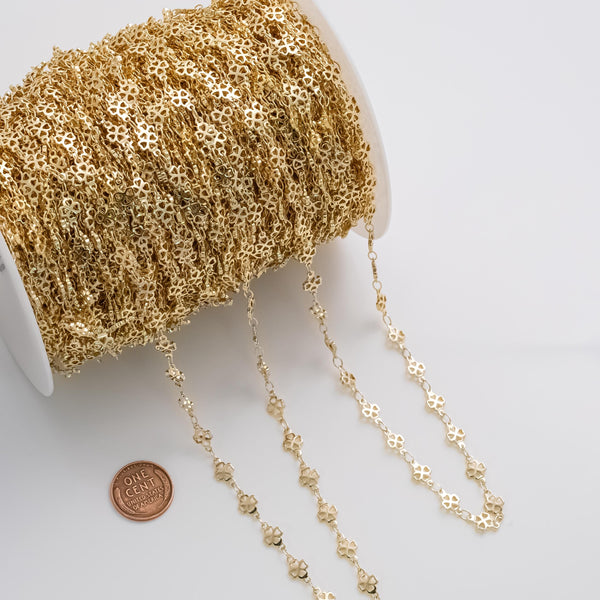 Clover Leaf 6mm CCC Ion Plated Brass Chain - Tarnish Resistant Wholesale 1 yard per order