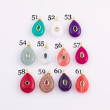 Natural stone pendant charm with crystal in the middle - gold plated brass bail