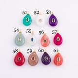 Natural stone pendant charm with crystal in the middle - gold plated brass bail