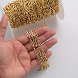 4x14mm Figaro CCC Ion Plated Brass Chain - Tarnish Resistant Wholesale 1 yard per order