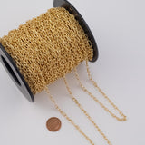 3.5mm Figaro Italian Chain Long and Short Ion Plated Brass Chain - Tarnish Resistant Wholesale 1 yard per order