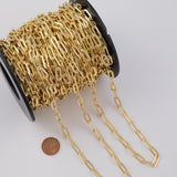 Flattened Paperclip Chain 6x14mm Ion Plated Brass Chain - Tarnish Resistant Wholesale 1 yard per order