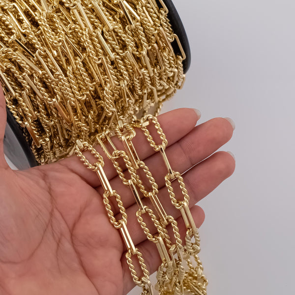 Paperclip 9x19mm CCC Ion Plated Brass Chain - Tarnish Resistant Wholesale 1 yard per order