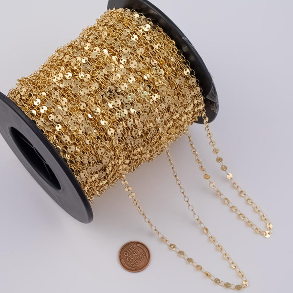 4mm Discs CCC Ion Plated Brass Chain - Tarnish Resistant Wholesale 1 yard per order