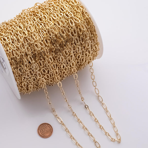 Big and Small 9x5mm CCC Ion Plated Brass Chain - Tarnish Resistant Wholesale 1 yard per order