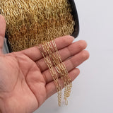 Paperclip 3x9mm CCC Ion Plated Brass Chain - Tarnish Resistant Wholesale 1 yard per order