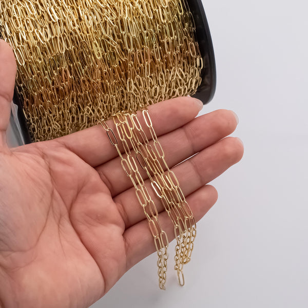 Paperclip 3x9mm CCC Ion Plated Brass Chain - Tarnish Resistant Wholesale 1 yard per order
