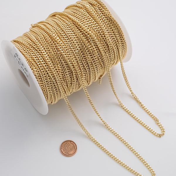 3.5mm Cuban Curb CCC Ion Plated Brass Chain - Tarnish Resistant Wholesale 1 yard per order