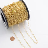 4x11mm Hammered Paperclip Chain Plated Brass Chain - Tarnish Resistant Wholesale 1 yard per order