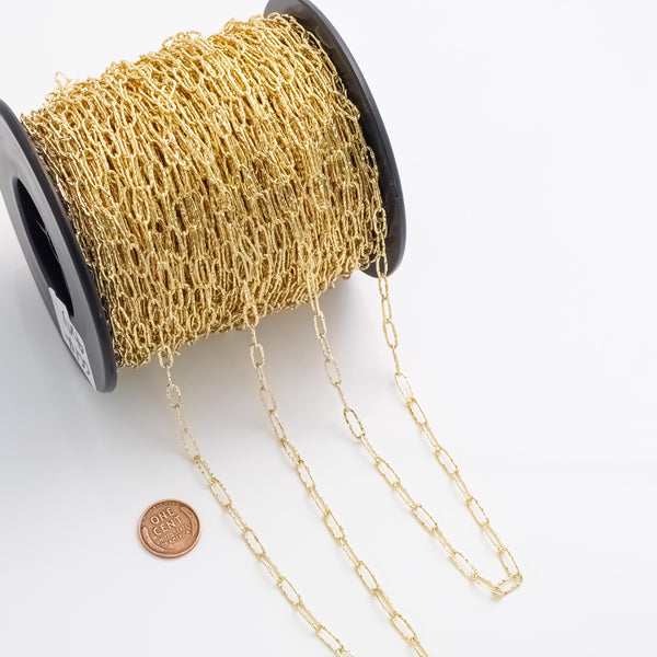 4x11mm Hummered CCC Ion Plated Brass Chain - Tarnish Resistant Wholesale 1 yard per order