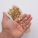 Sea Shell Starfish Ocean Ion Plated Brass Chain - Tarnish Resistant Wholesale 1 yard per order