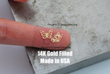 Butterfly And Side Buttefly Permanent Jewelry Connector- Intricate Detail - 14kt gold filled or Sterling Silver - Made in the USA