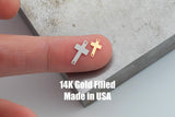 2pcs Cross Connectors - 14Kt Gold Filled or Sterling Cross Connectors Religious Link Bracelet or Necklace Permanent Jewelry