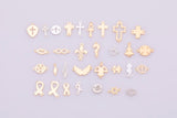 14k Gold Filled Connectors Permanent Jewelry Selection 14kt gold filled Sterling Silver Made in USA Religious Cross David Ribbon Symbols