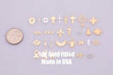 14k Gold Filled Connectors Permanent Jewelry Selection 14kt gold filled Sterling Silver Made in USA Religious Cross David Ribbon Symbols