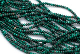 Natural Malachite Beads Full Strands-15.5 inches-Faceted Roundel 3mm and 4mm- Nice Size Hole- Diamond Cutting, High Facets
