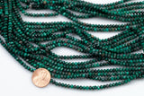 Natural Malachite Beads Full Strands-15.5 inches-Faceted Roundel 3mm and 4mm- Nice Size Hole- Diamond Cutting, High Facets