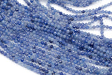 Blue Aventurine Beads Full Strands-15.5 inches-3mm- Nice Size Hole- Diamond Cutting, High Facets-Nice and Sparkly-Faceted Round