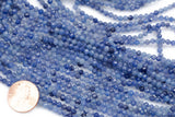 Blue Aventurine Beads Full Strands-15.5 inches-3mm- Nice Size Hole- Diamond Cutting, High Facets-Nice and Sparkly-Faceted Round