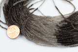 Shaded Smokey Quartz ombre- Beads Full Strands-15.5 inches- 2mm- Nice Size Hole- Diamond Cutting, High Facets-Nice and Sparkly-Faceted Round