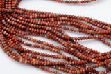 Red Jasper Beads Full Strands-15.5 inches-3x4mm- Nice Size Hole- Diamond Cutting, High Facets-Nice and Sparkly-Faceted Round
