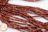 Red Jasper Beads Full Strands-15.5 inches-3x4mm- Nice Size Hole- Diamond Cutting, High Facets-Nice and Sparkly-Faceted Round