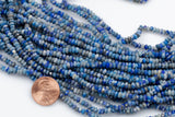 Natural Lapis Beads Full Strands-15.5 inches-3x4mm- Nice Size Hole- Diamond Cutting, High Facets-Nice and Sparkly-Faceted Round