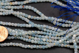Natural Blue Calcite- Beads Full Strands-15.5 inches- 3mm- Nice Size Hole- Diamond Cutting, High Facets-Nice and Sparkly-Faceted Cube