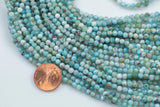 Natural Larimar - Full Strands-15.5 inches-3mm and 4mm- Nice Size Hole- Diamond Cutting, High Facets-Nice and Sparkly-Faceted Round