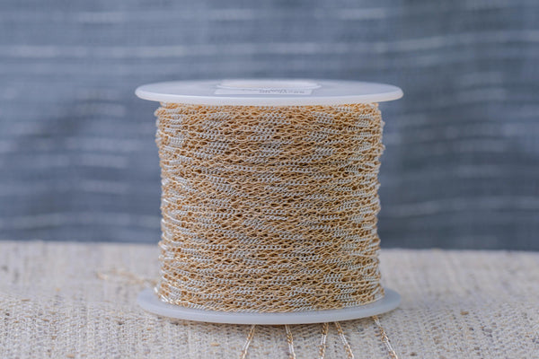 Mix Metal Gold filled and Sterling 2.2x5.5mm, Italian , Wholesale, USA Made, Chain by foot Permanent Jewelry Chain