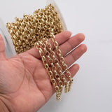6x8mm Oval Rolo Chain Ion Plated Brass Chain - Tarnish Resistant Wholesale 1 yard per order