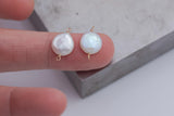 USA Gold Filled Natural Coin Pearl Connector Handmade Approx. 10-11mm. Made with Natural Freshwater Pearl and Connector or Charm