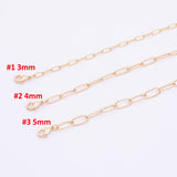 Round Paperclip Necklaces 16" 18" 3mm 4mm 5mm For Layering Tarnish Resistant PVD Ion Plating Ion Plated