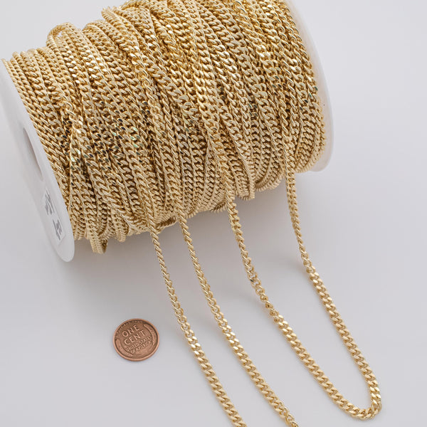 Cuban curb 4.5mm CCC Ion Plated Brass Chain - Tarnish Resistant Wholesale 1 yard per order