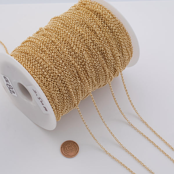 2.5mm CCC Ion Plated Brass Chain - Tarnish Resistant Wholesale 1 yard per order