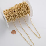 4mm Rolo CCC Ion Plated Brass Chain - Tarnish Resistant Wholesale 1 yard per order