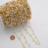 Star Fish and Pearl Chain Ion Plated Brass Chain - Tarnish Resistant Wholesale 1 yard per order