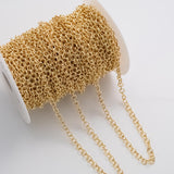 6mm Round Rolo Chain Ion Plated Brass Chain - Tarnish Resistant Wholesale 1 yard per order
