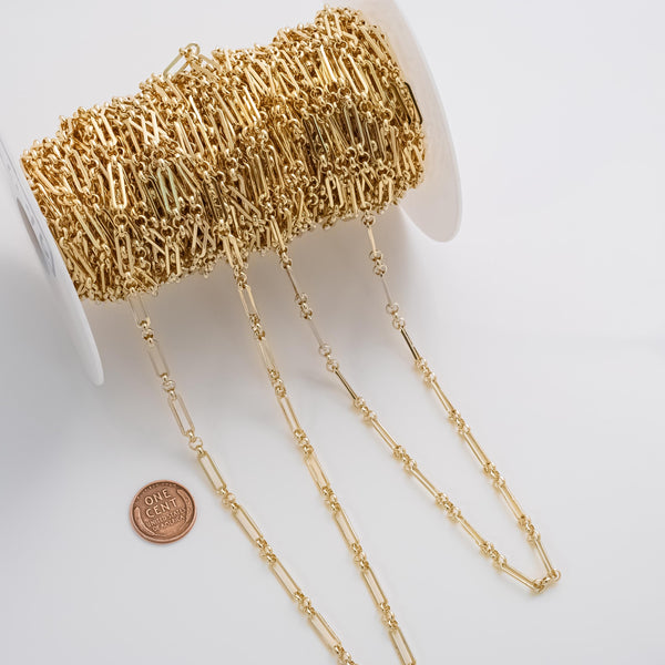 4x14mm Figaro CCC Ion Plated Brass Chain - Tarnish Resistant Wholesale 1 yard per order