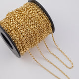 3mm Rectangle Chain Ion Plated Brass Chain - Tarnish Resistant Wholesale 1 yard per order