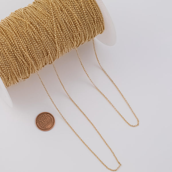 1.5mm Rolo CCC Ion Plated Brass Chain - Tarnish Resistant Wholesale 1 yard per order