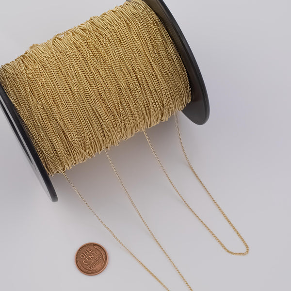 1.5mm Cuban Curb CCC Ion Plated Brass Chain - Tarnish Resistant Wholesale 1 yard per order